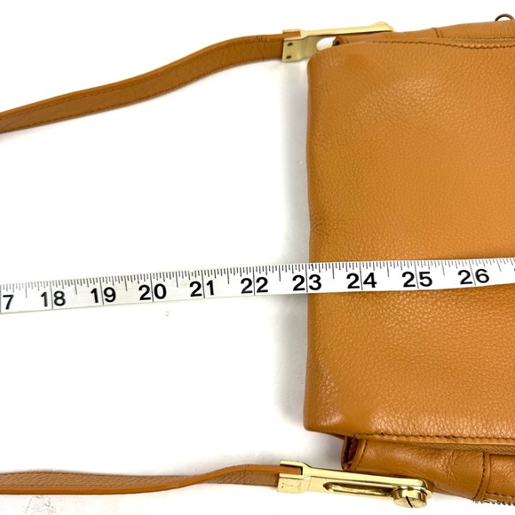 Vince Camuto Jax Crossbody Bag Honey Comb Tan Brown Leather Handbag Purse - Picture 16 of 16